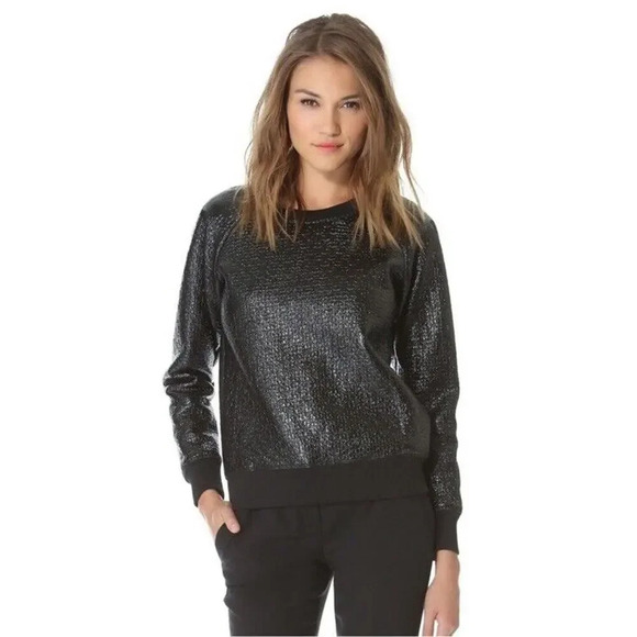 Theory 38 Incline B Downforce Black Long Sleeve Wool Shirt Sweater Size Medium - Picture 1 of 10